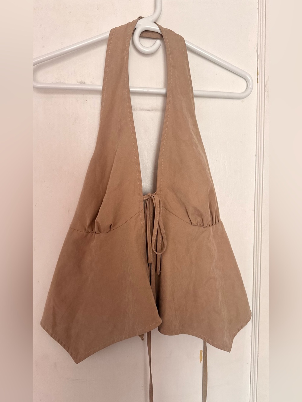 Cute Neutral Halter Tie Front Tank Top